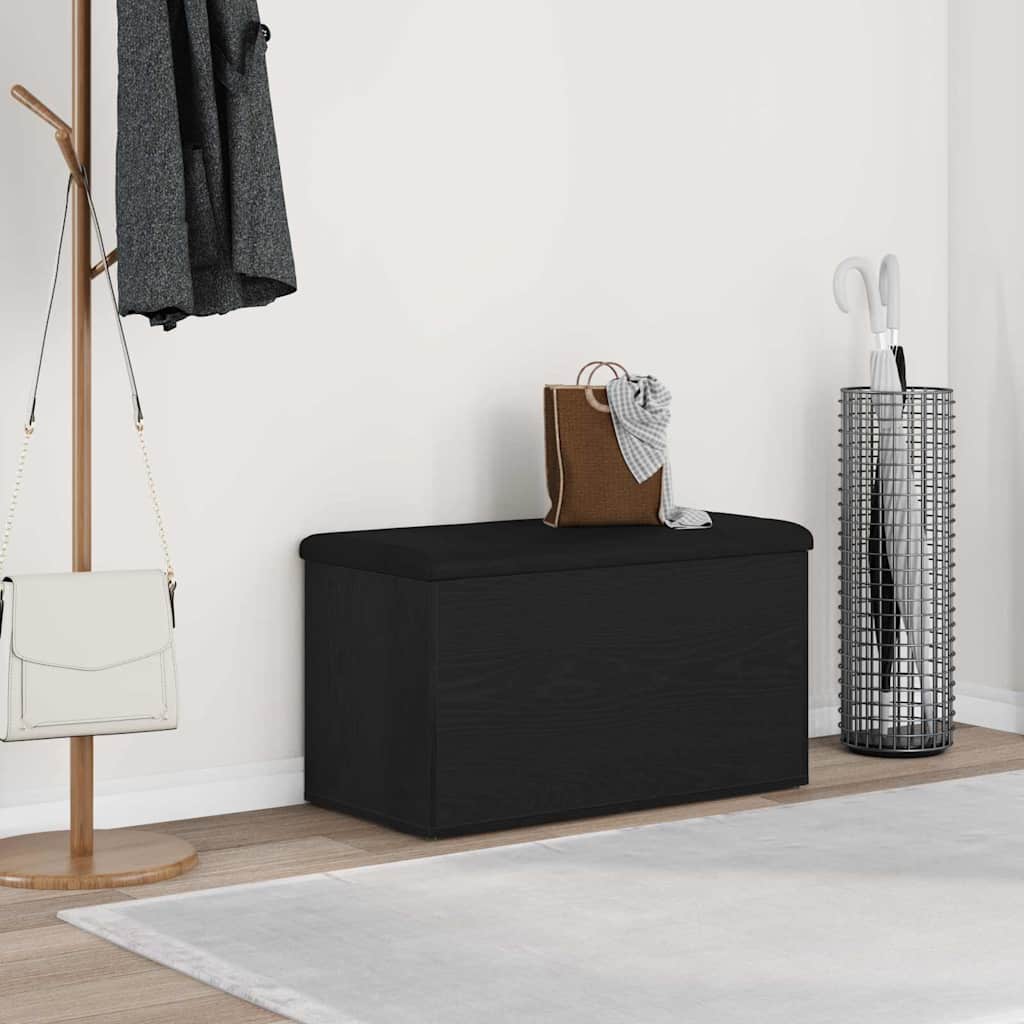Oppbevaringsbenk Svart Eik 80x40x45 cm Konstruert Tre