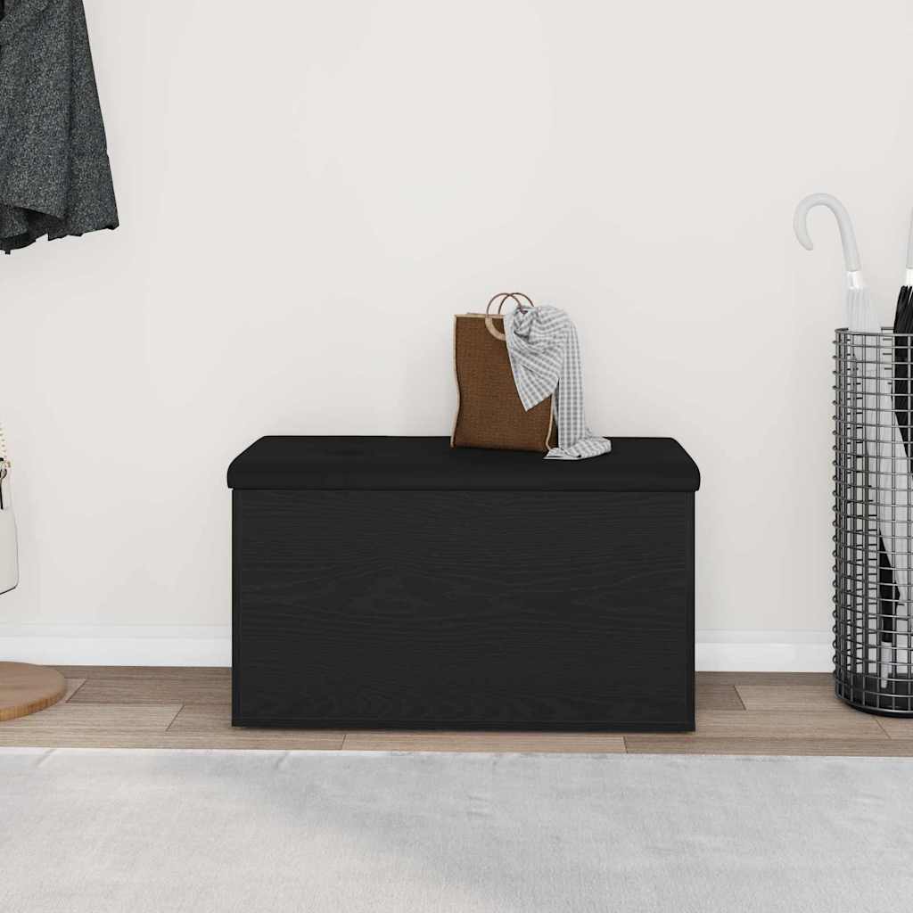 Oppbevaringsbenk Svart Eik 80x40x45 cm Konstruert Tre