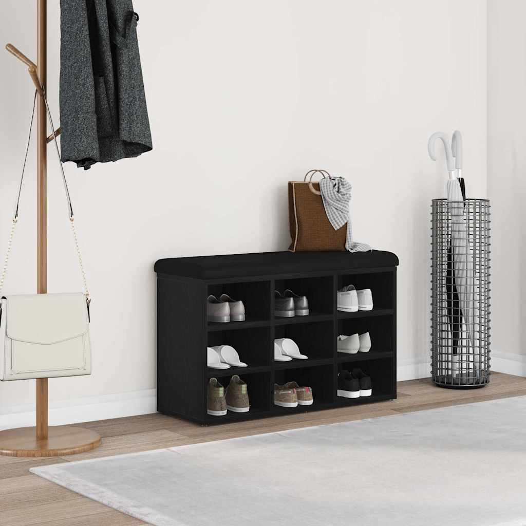 Oppbevaringsbenk Svart Eik 80x30x48 cm Ingeniørtre