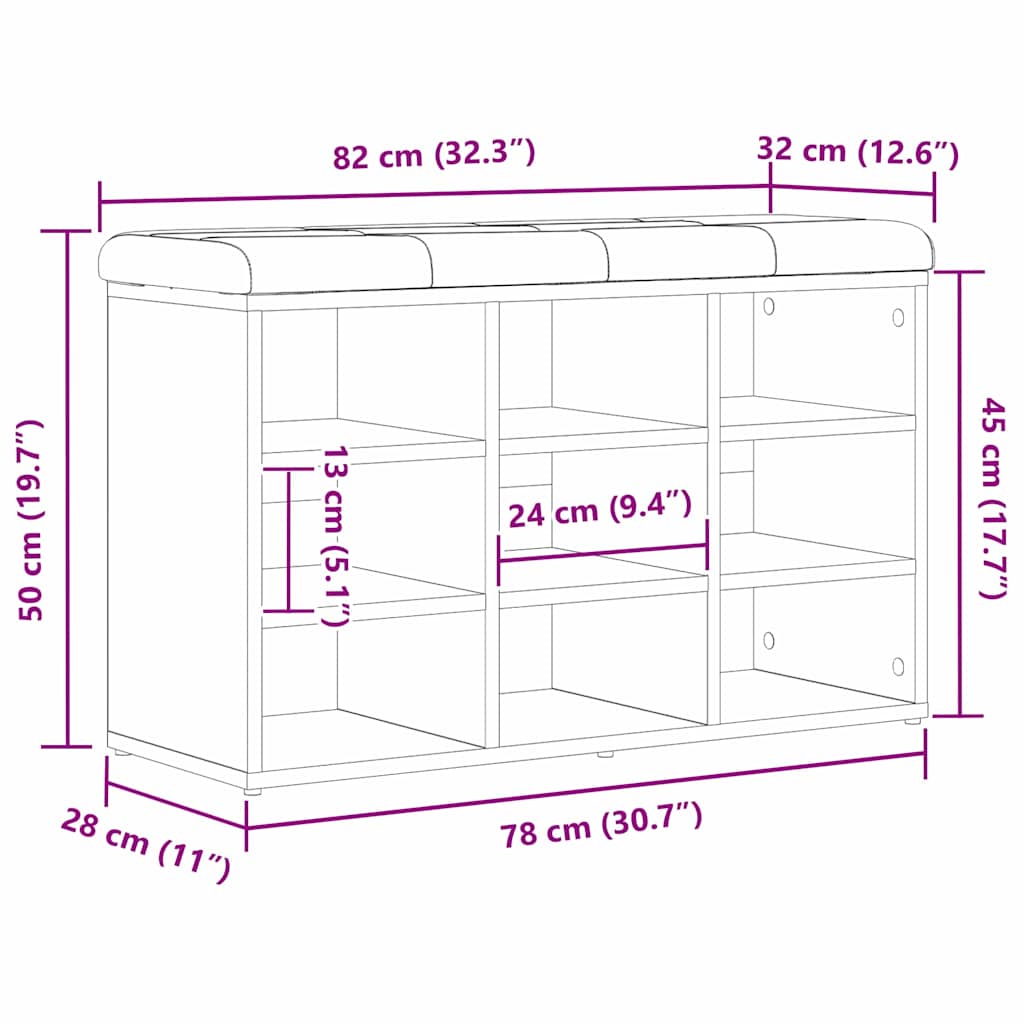 Oppbevaringsbenk Svart Eik 80x30x48 cm Ingeniørtre