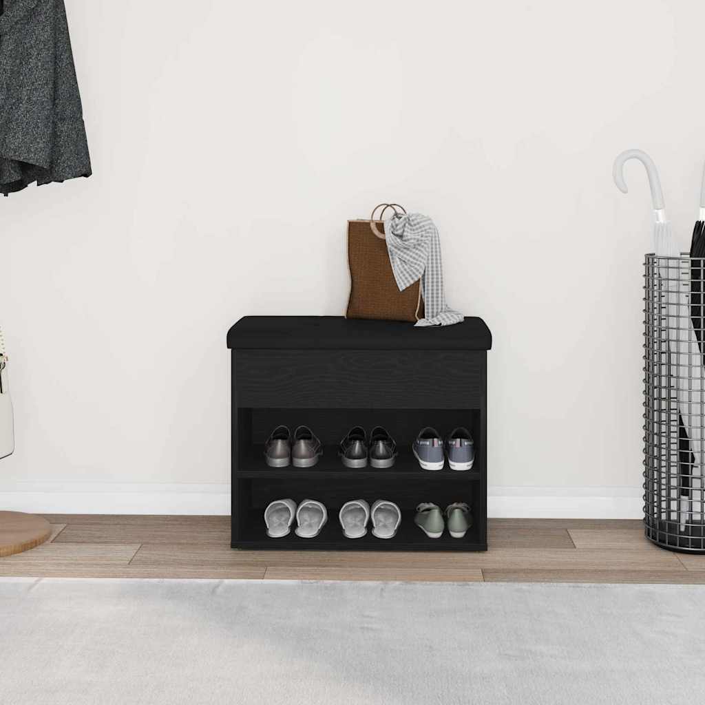 Oppbevaringsbenk Svart Eik 60x30x48 cm Konstruert Tre