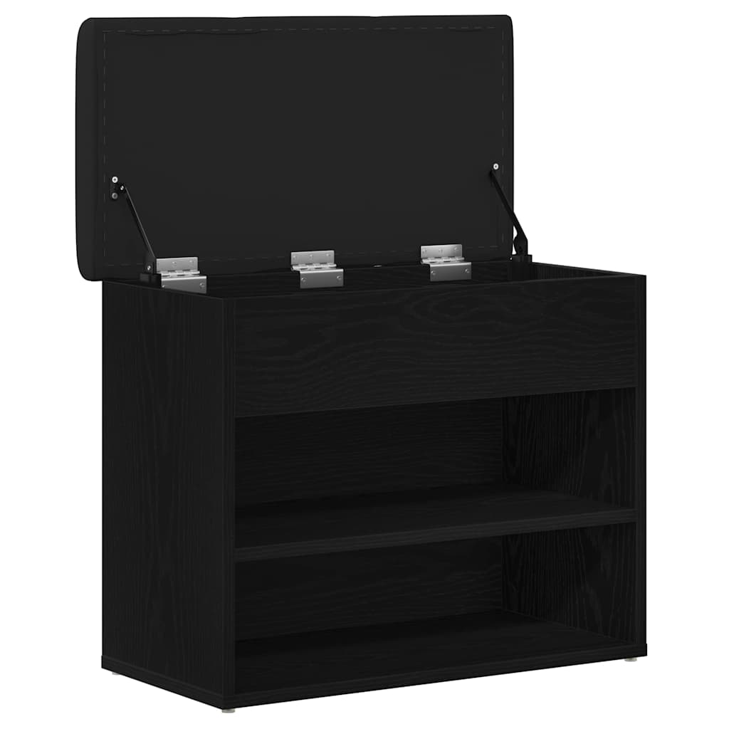Oppbevaringsbenk Svart Eik 60x30x48 cm Konstruert Tre