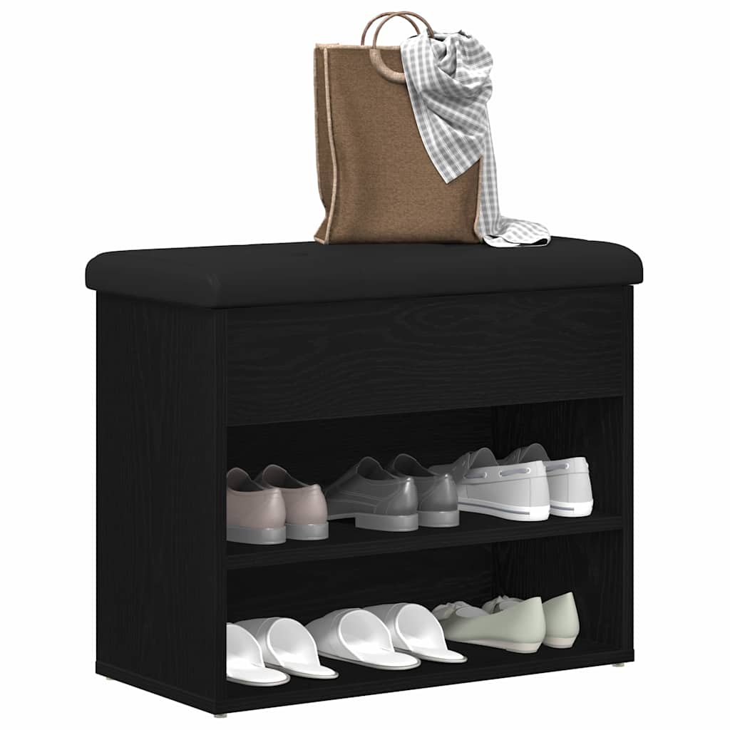 Oppbevaringsbenk Svart Eik 60x30x48 cm Konstruert Tre