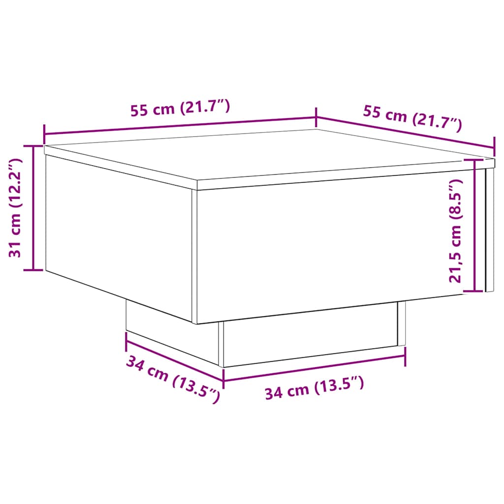 Salongbord Sofabord Artisan Eik 55 x 55 x 31 cm