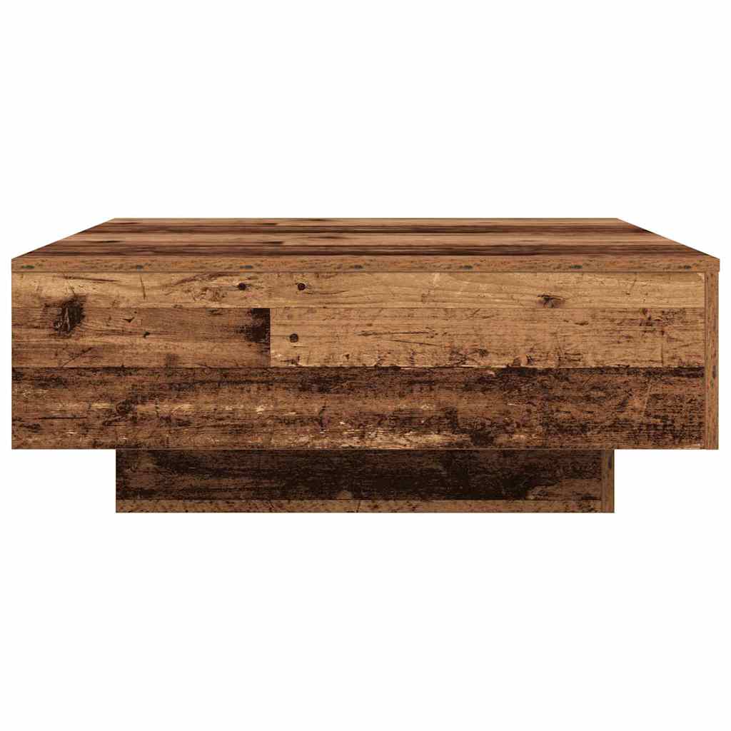 Salongbord Sofabord Tre med LED-lamper Gammelt Tre 80x80x31 cm