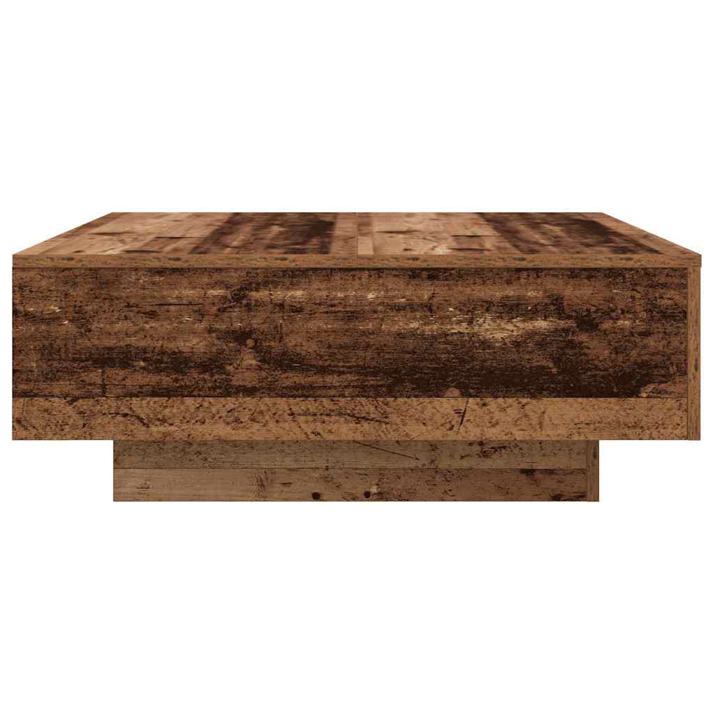 Salongbord Sofabord Tre med LED-lamper Gammelt Tre 80x80x31 cm