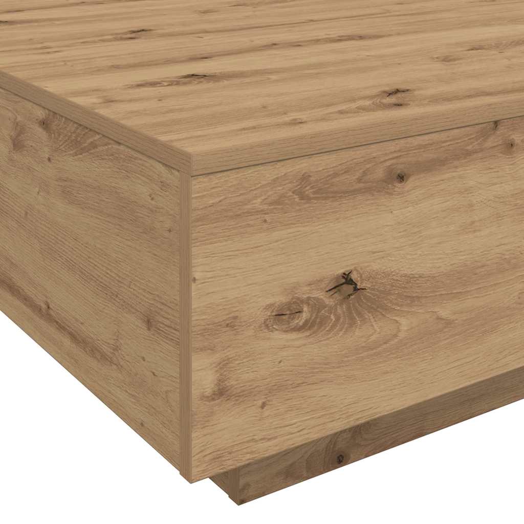 Salongbord Sofabord Artisan Eik med LED Lys 80x80x31 cm