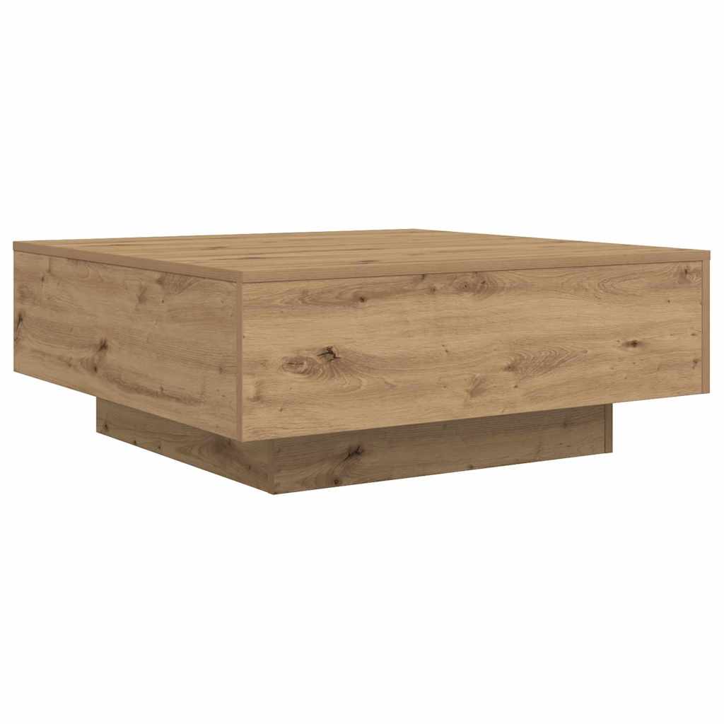 Salongbord Sofabord Artisan Eik med LED Lys 80x80x31 cm