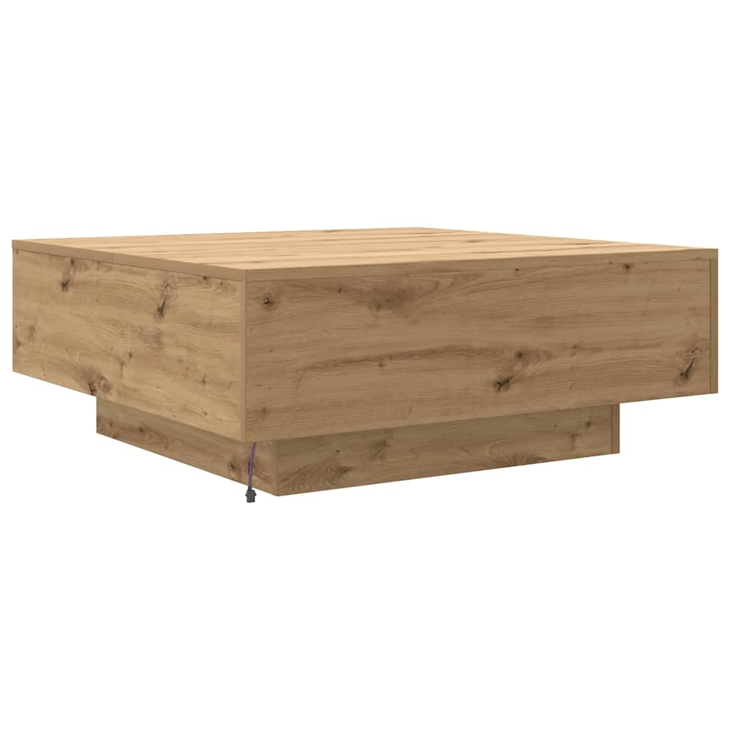 Salongbord Sofabord Artisan Eik med LED Lys 80x80x31 cm