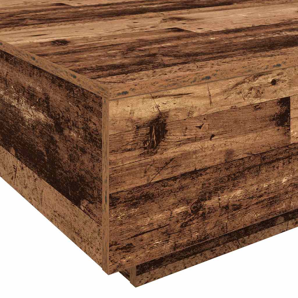 Salongbord Sofabord Tre med LED-lamper Gamle Wood 85x55x31 cm