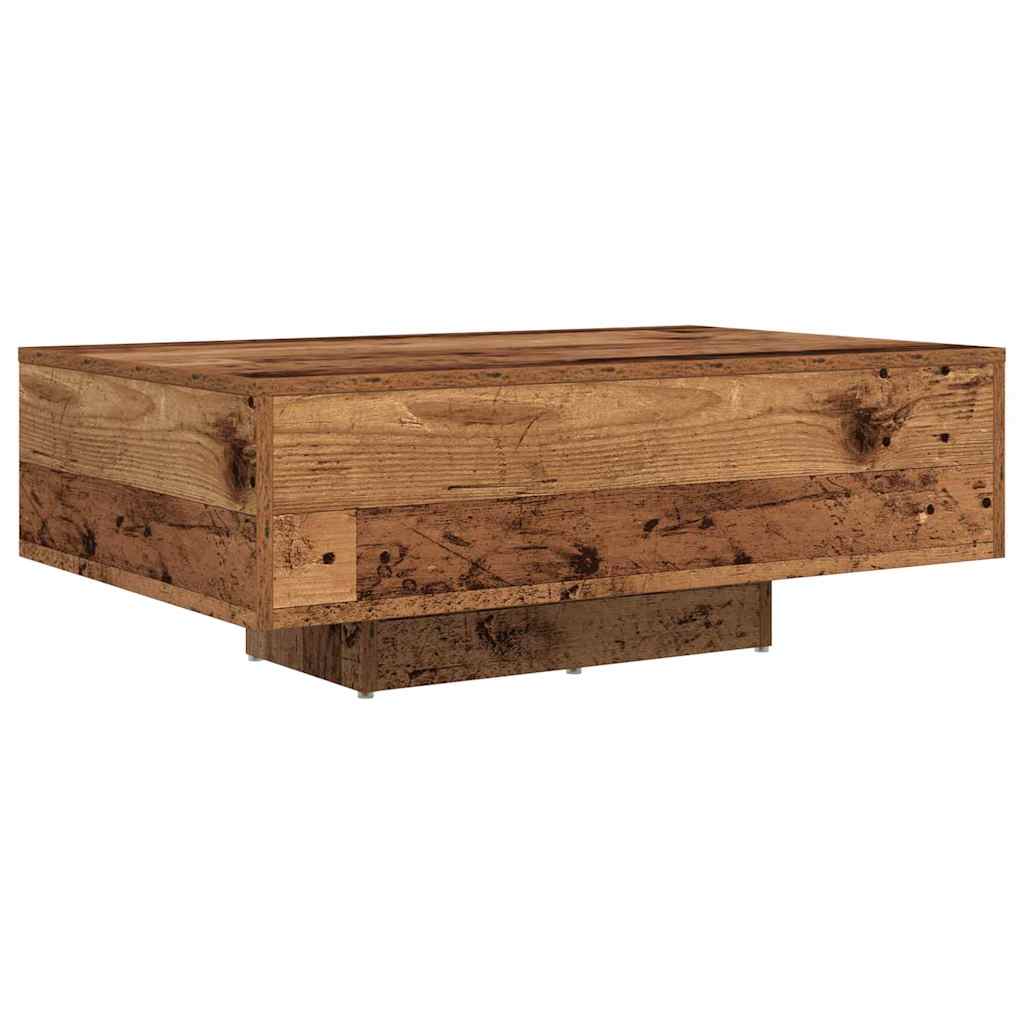 Salongbord Sofabord Tre med LED-lamper Gamle Wood 85x55x31 cm