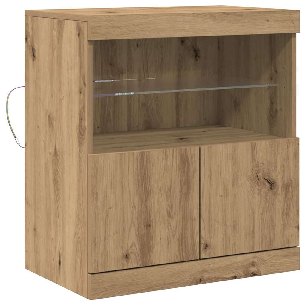 Skap Artisan Eik LED-belysning 60x37x67 cm