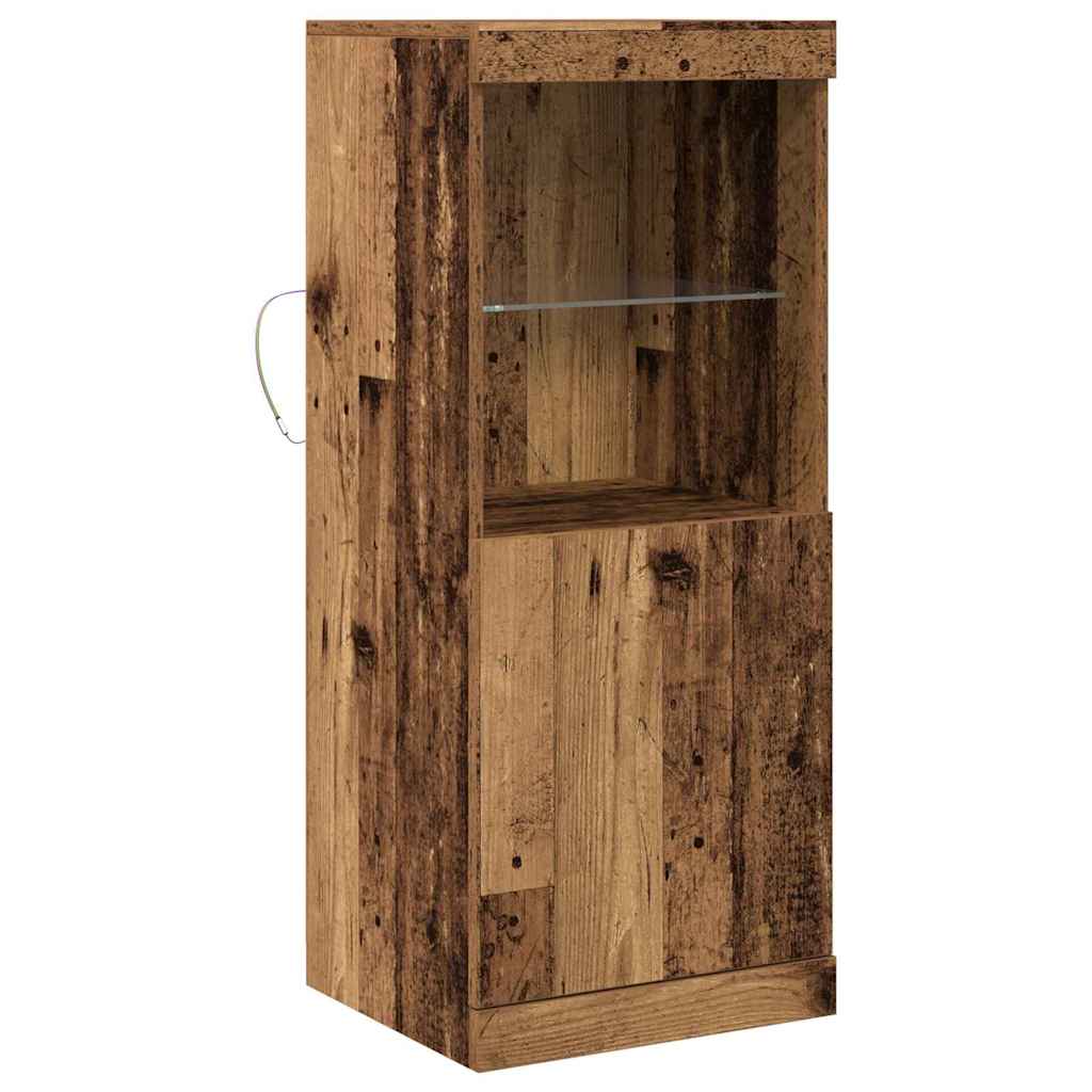 Skjenk Gammelt Tre med LED-lamper 41x37x100 cm