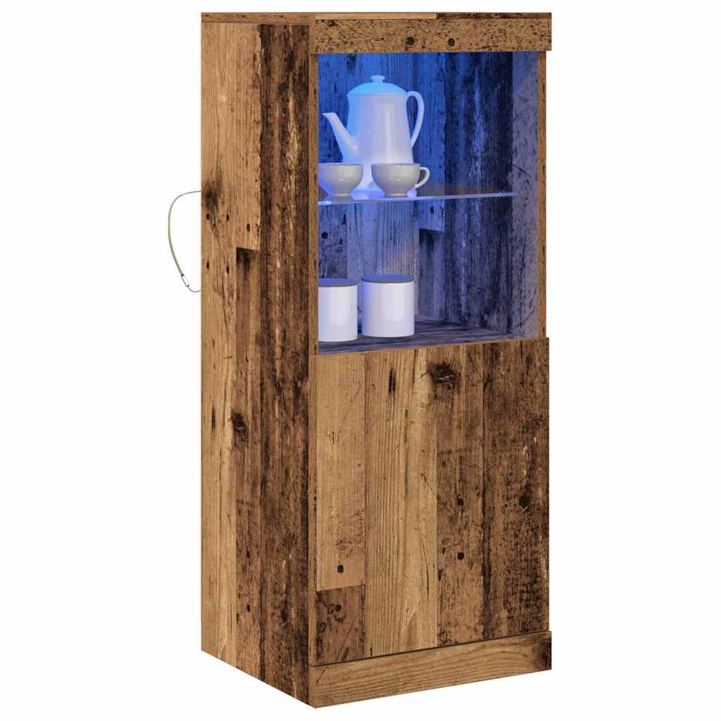 Skjenk Gammelt Tre med LED-lamper 41x37x100 cm