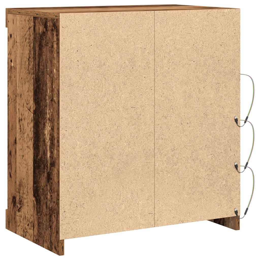 Skjenk Gammelt Tre med LED-lys 60,5x37x67 cm