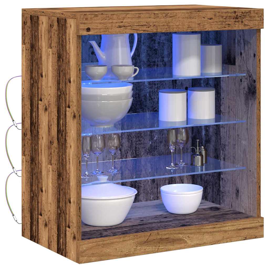 Skjenk Gammelt Tre med LED-lys 60,5x37x67 cm
