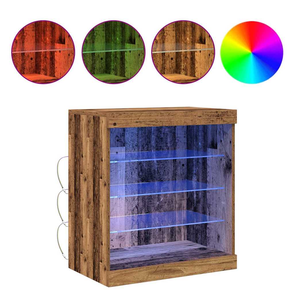 Skjenk Gammelt Tre med LED-lys 60,5x37x67 cm
