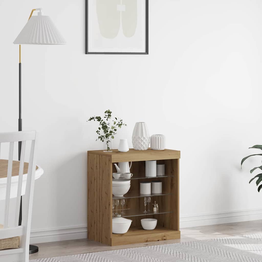 Skjenk Artisan Eik med LED Lys 60,5x37x67 cm