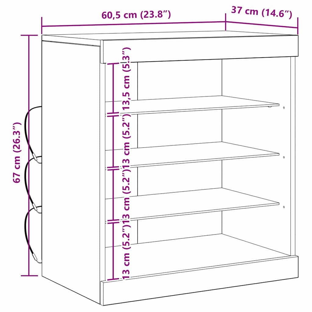 Skjenk Artisan Eik med LED Lys 60,5x37x67 cm