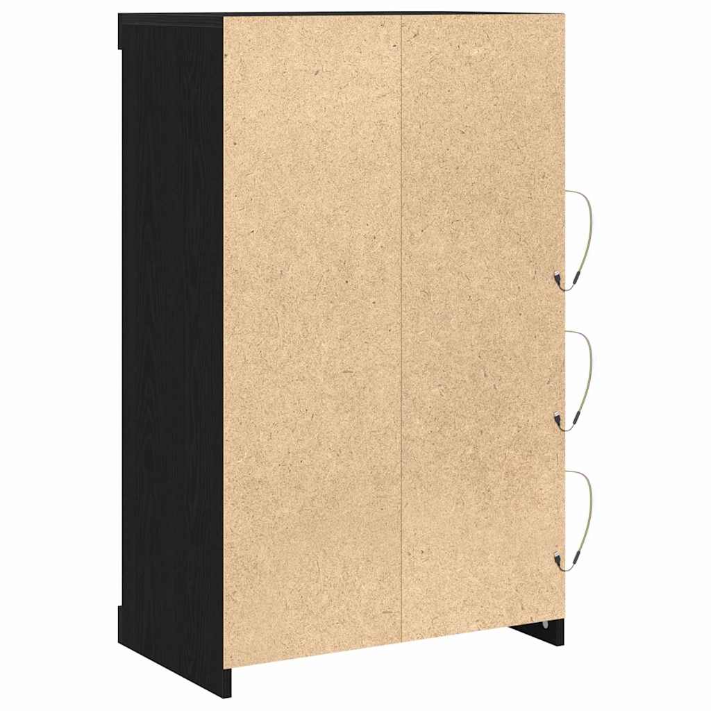 Skjenk Svart Eik med LED-lys 60,5x37x100 cm