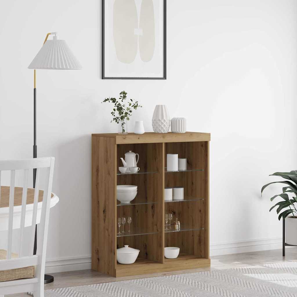 Skjenk Brun Eik med LED Lys 41x37x100 cm