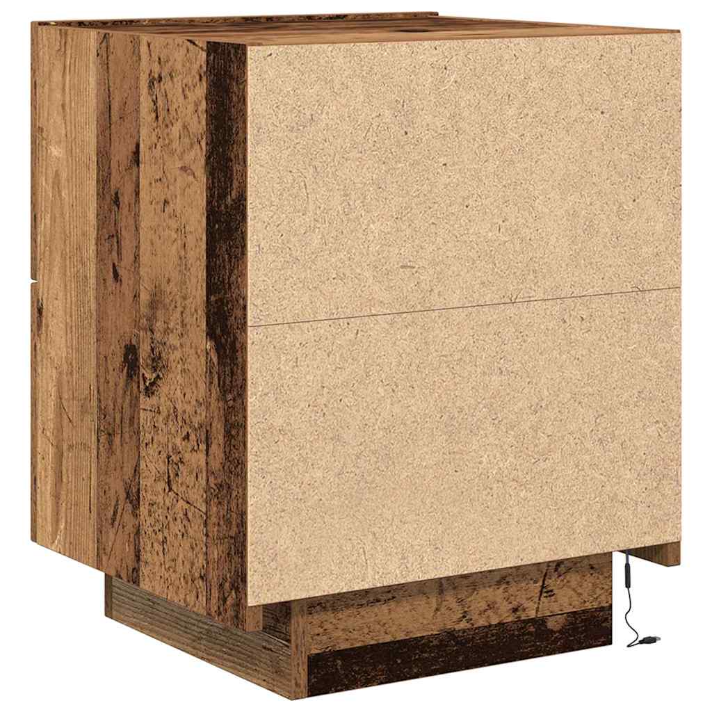Nattbord Sengbord Gammelt Tre LED 45x40x55 cm