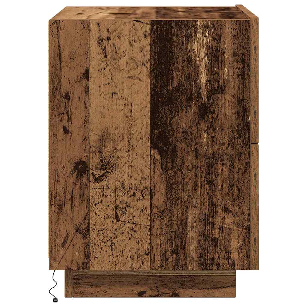 Nattbord Sengbord Gammelt Tre LED 45x40x55 cm