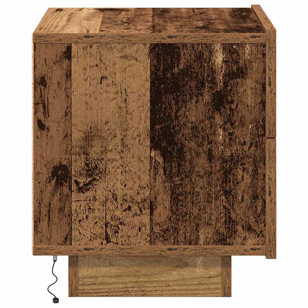 Nattbord Sengbord Gammelt Tre med LED 100x36x49 cm