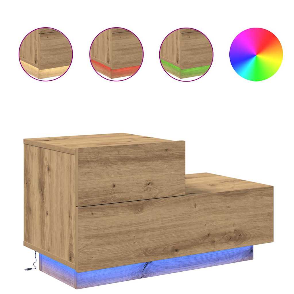 Nattbord Sengbord Artisan Eik med LED 100x36x49 cm