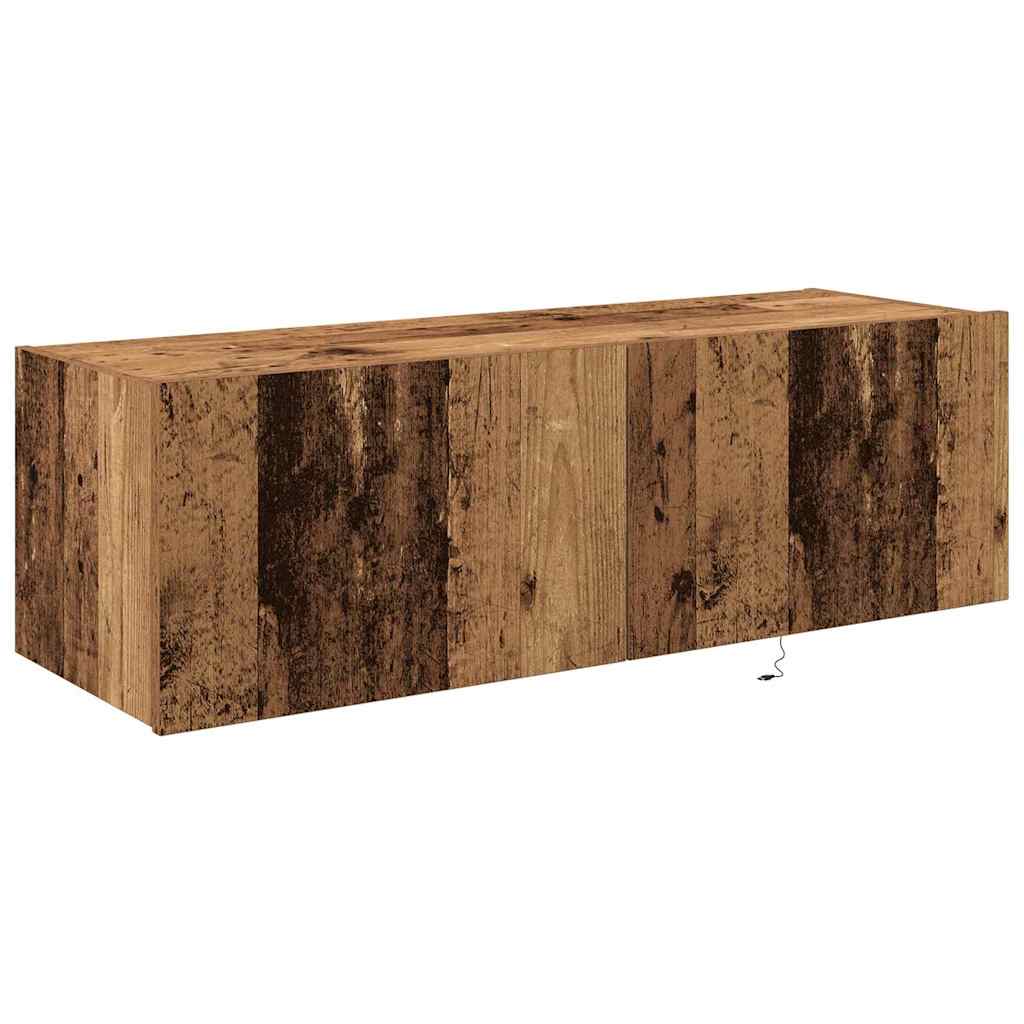 TV-Møbel Tre TV Veggskap med LED-belysning Gamle Tre 100x35x31 cm