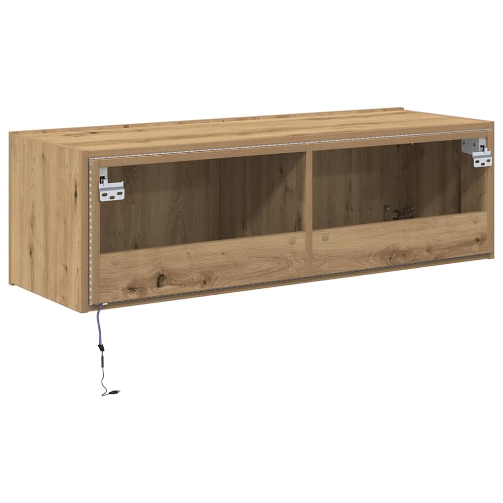 TV-Møbel Artisan Eik TV Veggskap med LED-lamper 100x35x31 cm