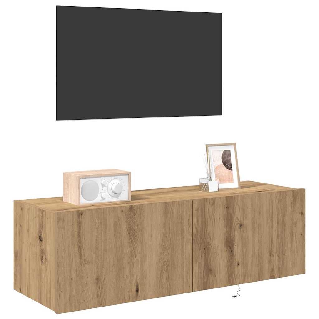 TV-Møbel Artisan Eik TV Veggskap med LED-lamper 100x35x31 cm
