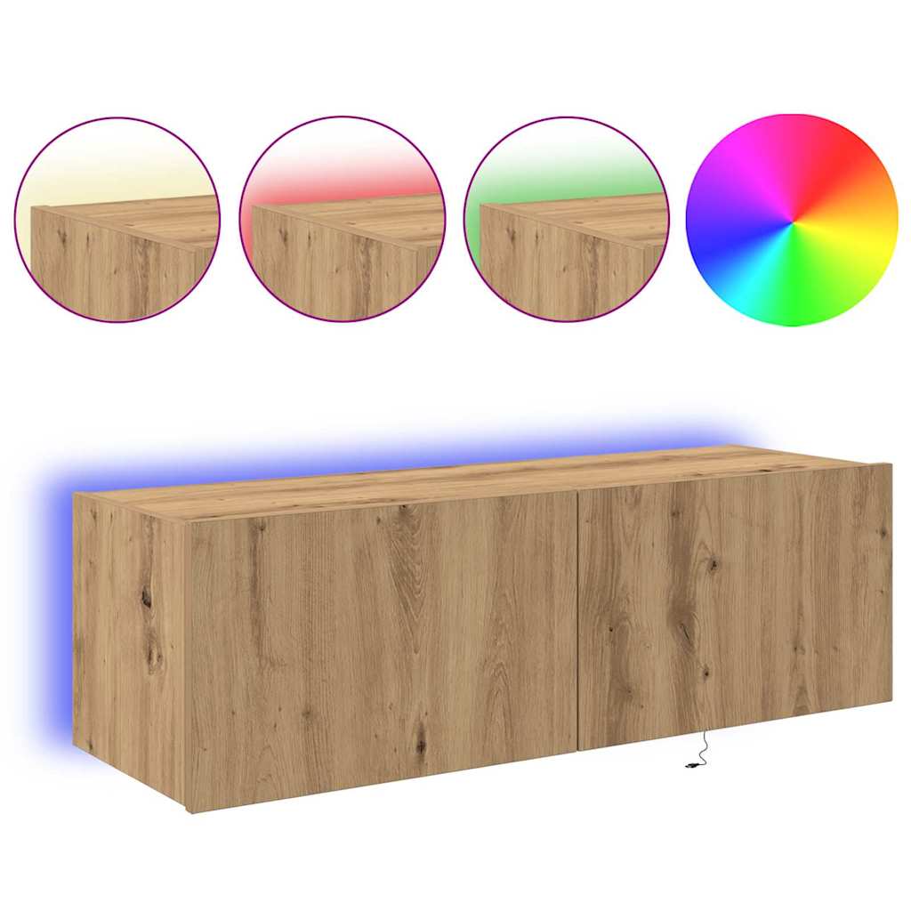 TV-Møbel Artisan Eik TV Veggskap med LED-lamper 100x35x31 cm