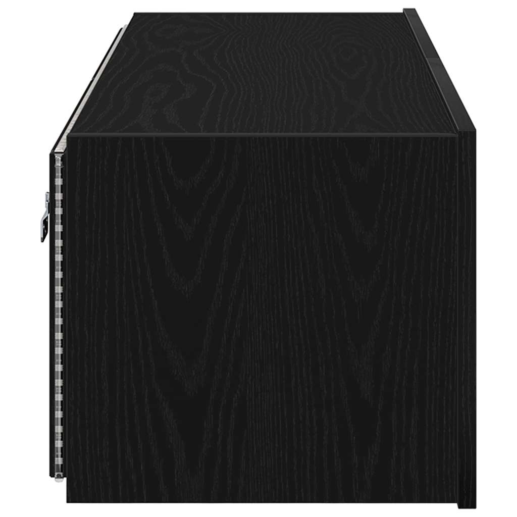 TV-Møbel Svart Eik TV Veggskap med LED Lys 100x35x31 cm