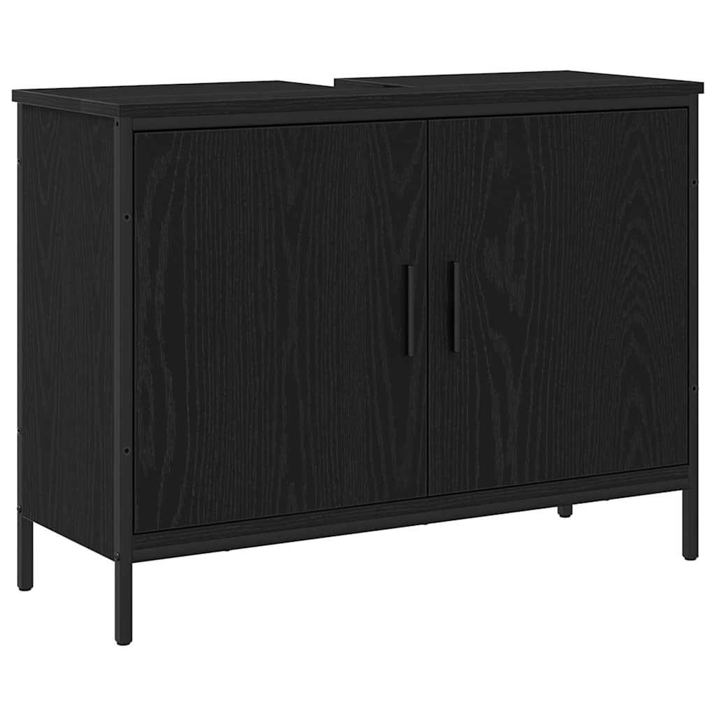 Baderomservantskap Svart Eik 80x30x60 cm Konstruert Tre