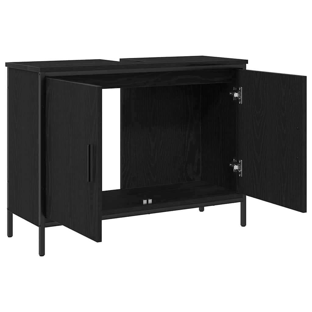 Baderomservantskap Svart Eik 80x30x60 cm Konstruert Tre