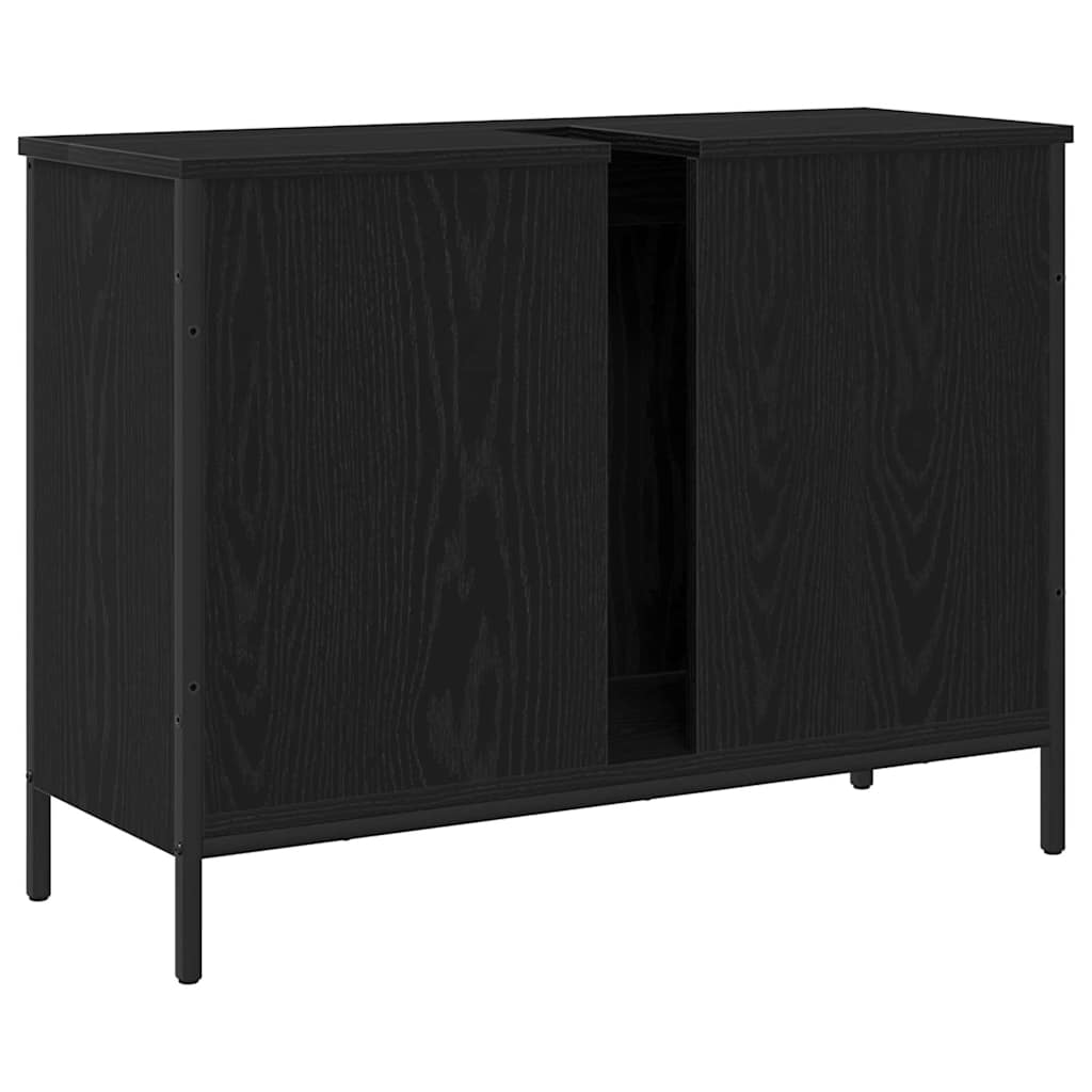 Baderomservantskap Svart Eik 80x30x60 cm Konstruert Tre