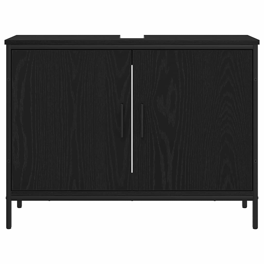 Baderomservantskap Svart Eik 80x30x60 cm Konstruert Tre