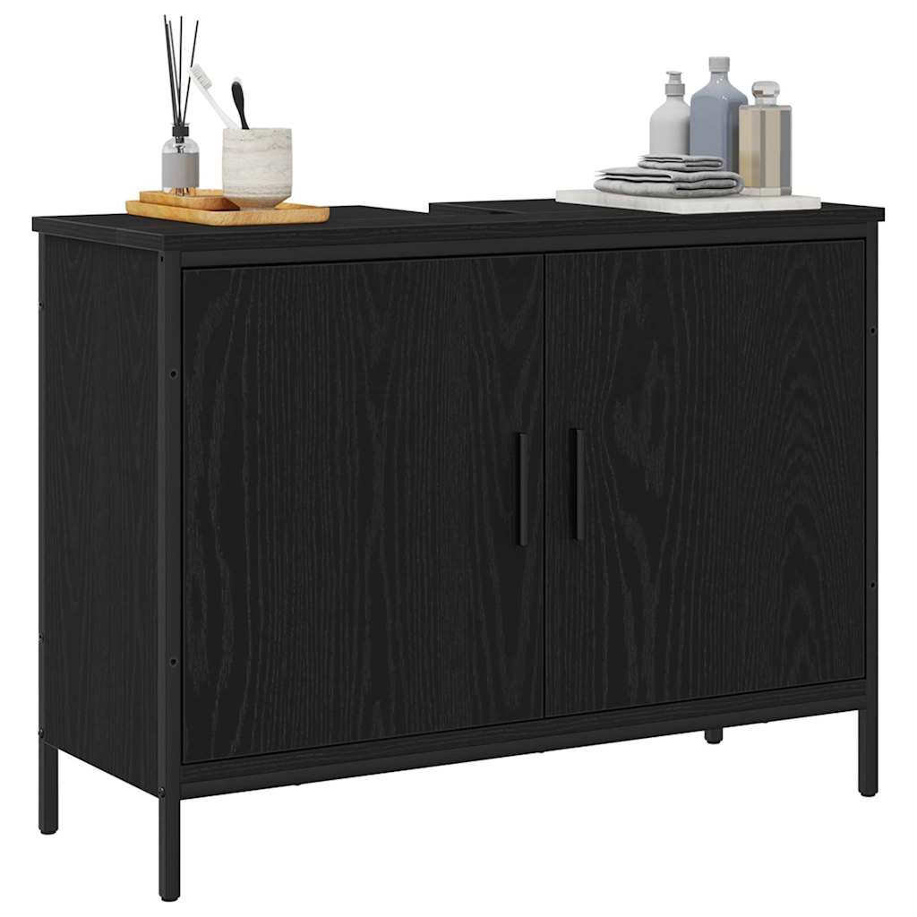 Baderomservantskap Svart Eik 80x30x60 cm Konstruert Tre