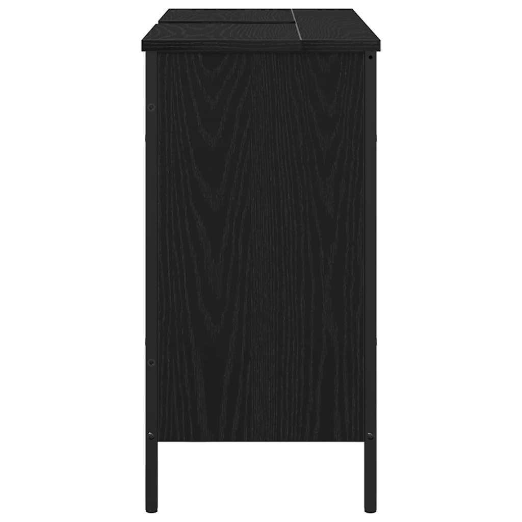 Baderomservantskap Svart Eik 80x30x60 cm Konstruert Tre