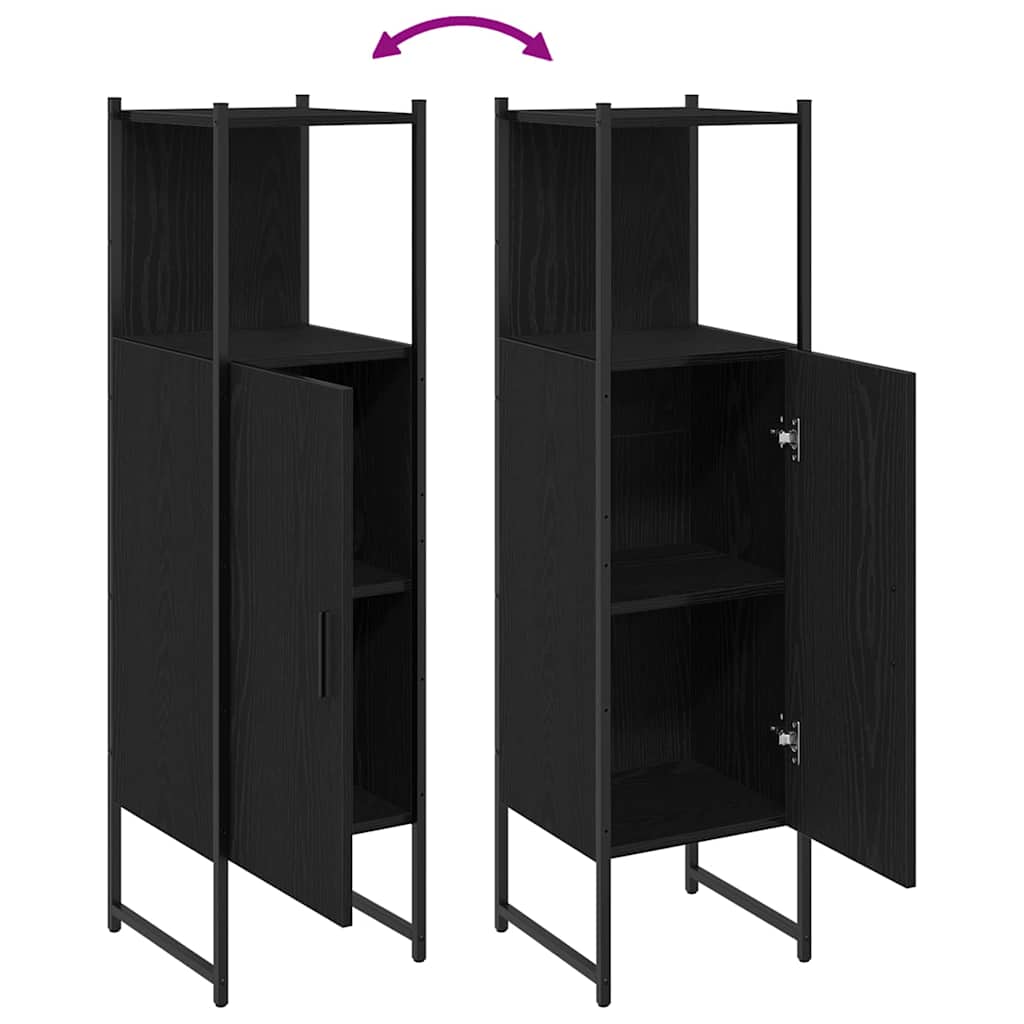 Baderomsskap Svart Eik 33x33x120,5 cm Konstruert Tre