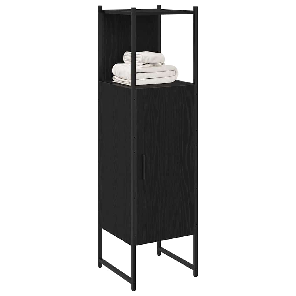 Baderomsskap Svart Eik 33x33x120,5 cm Konstruert Tre