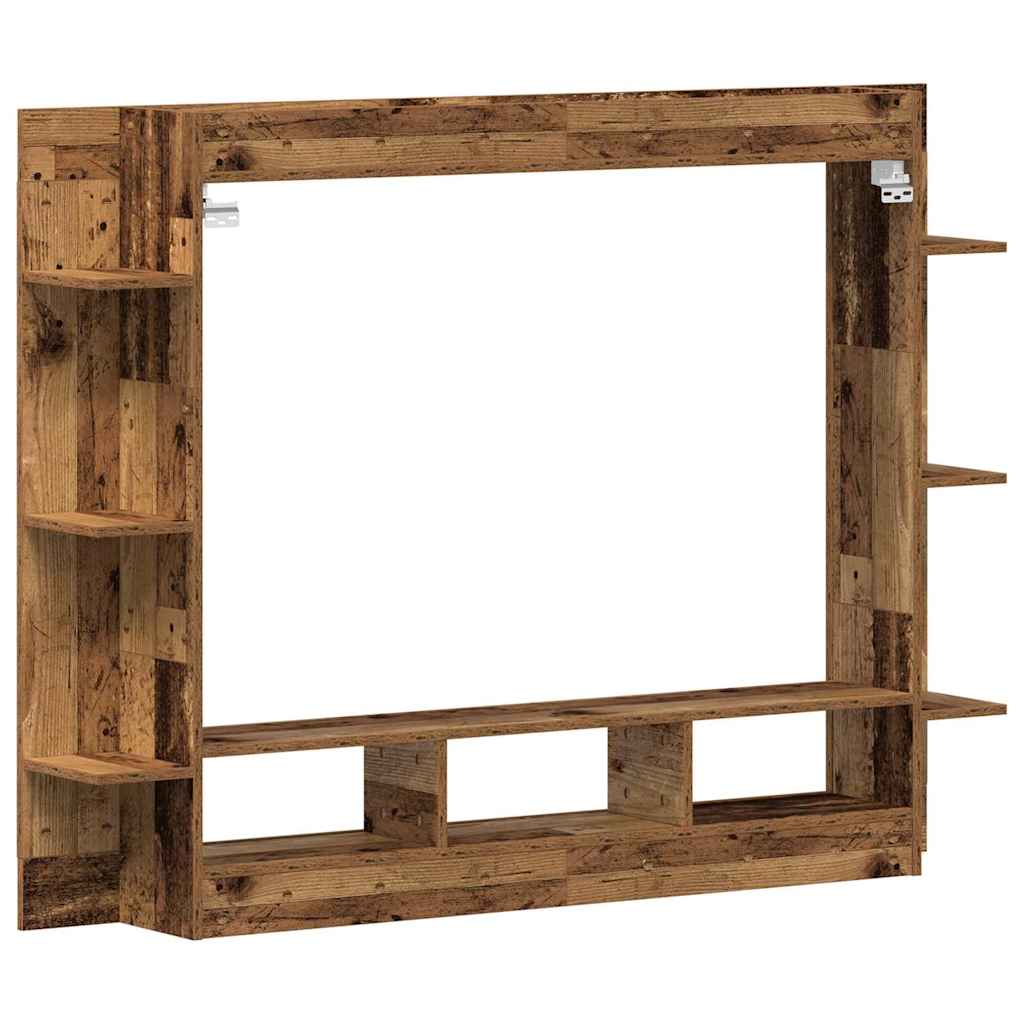 TV-Møbel Tre TV-skap Veggmontert Gammelt Tre 152x22x113 cm