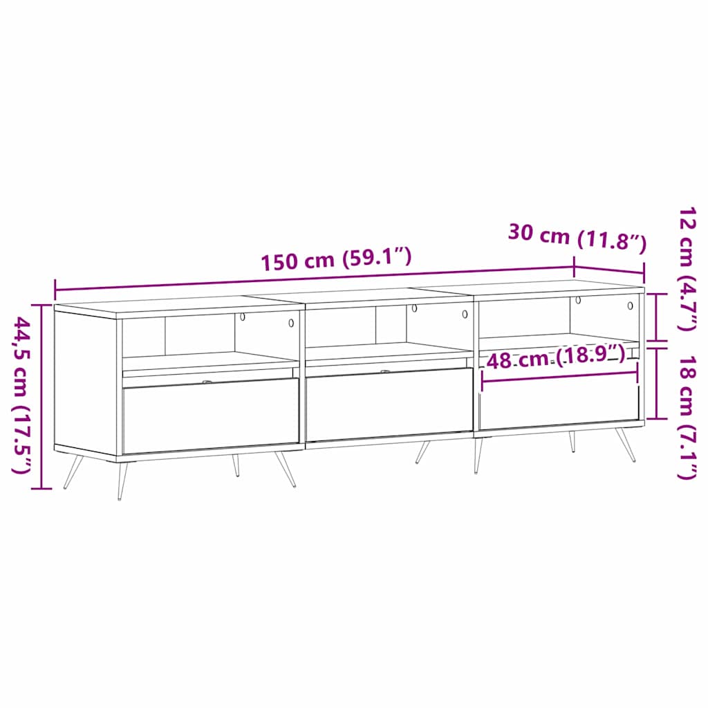 TV-Møbel Gammelt Tre TV-benk 150x30x44,5 cm