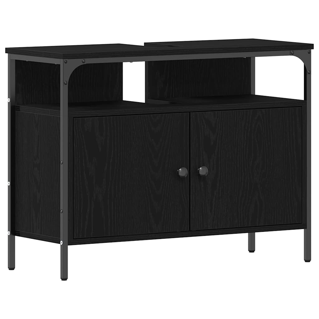 Baderomsvask Cabinet Svart Eik 80x30x60 cm Konstruert Tre