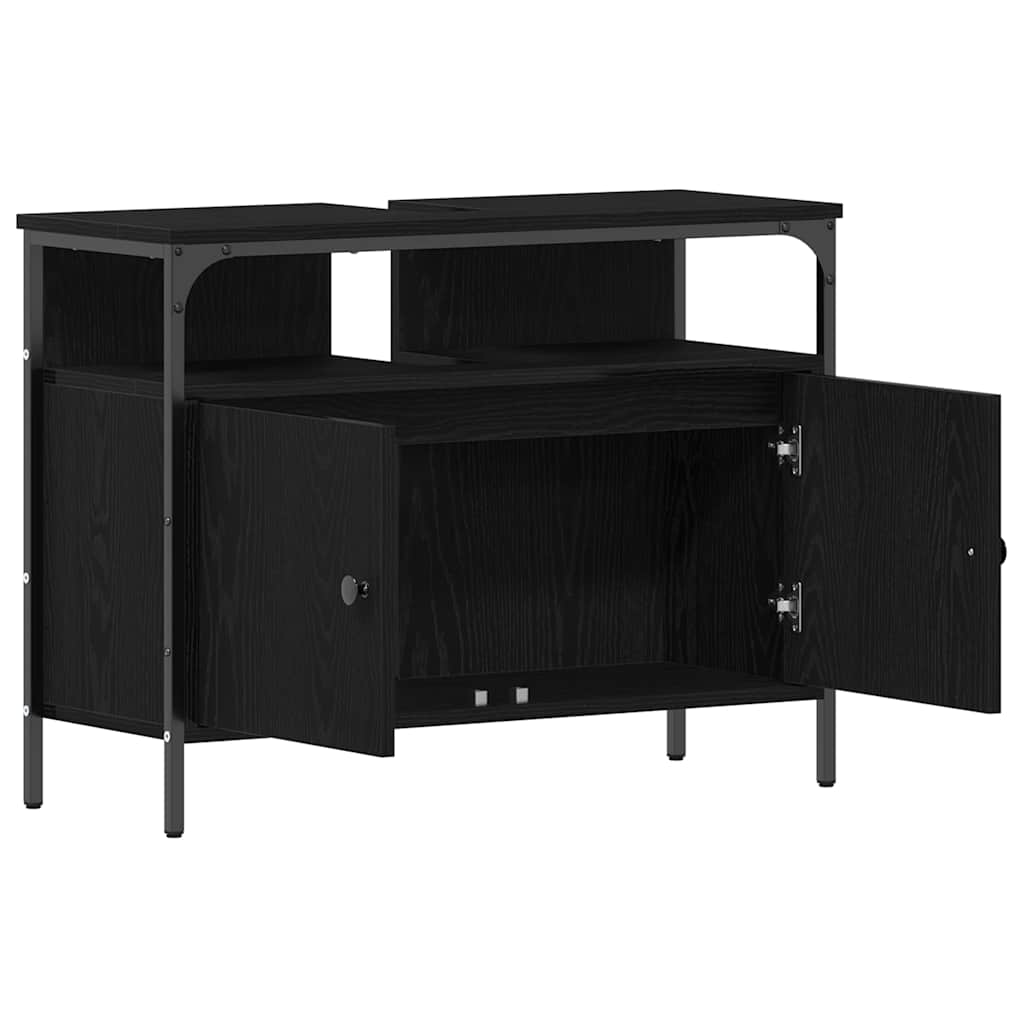 Baderomsvask Cabinet Svart Eik 80x30x60 cm Konstruert Tre