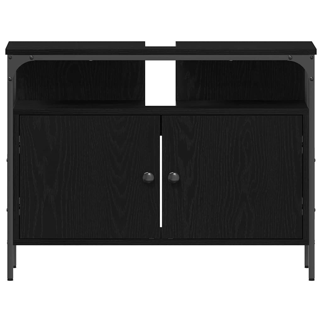 Baderomsvask Cabinet Svart Eik 80x30x60 cm Konstruert Tre