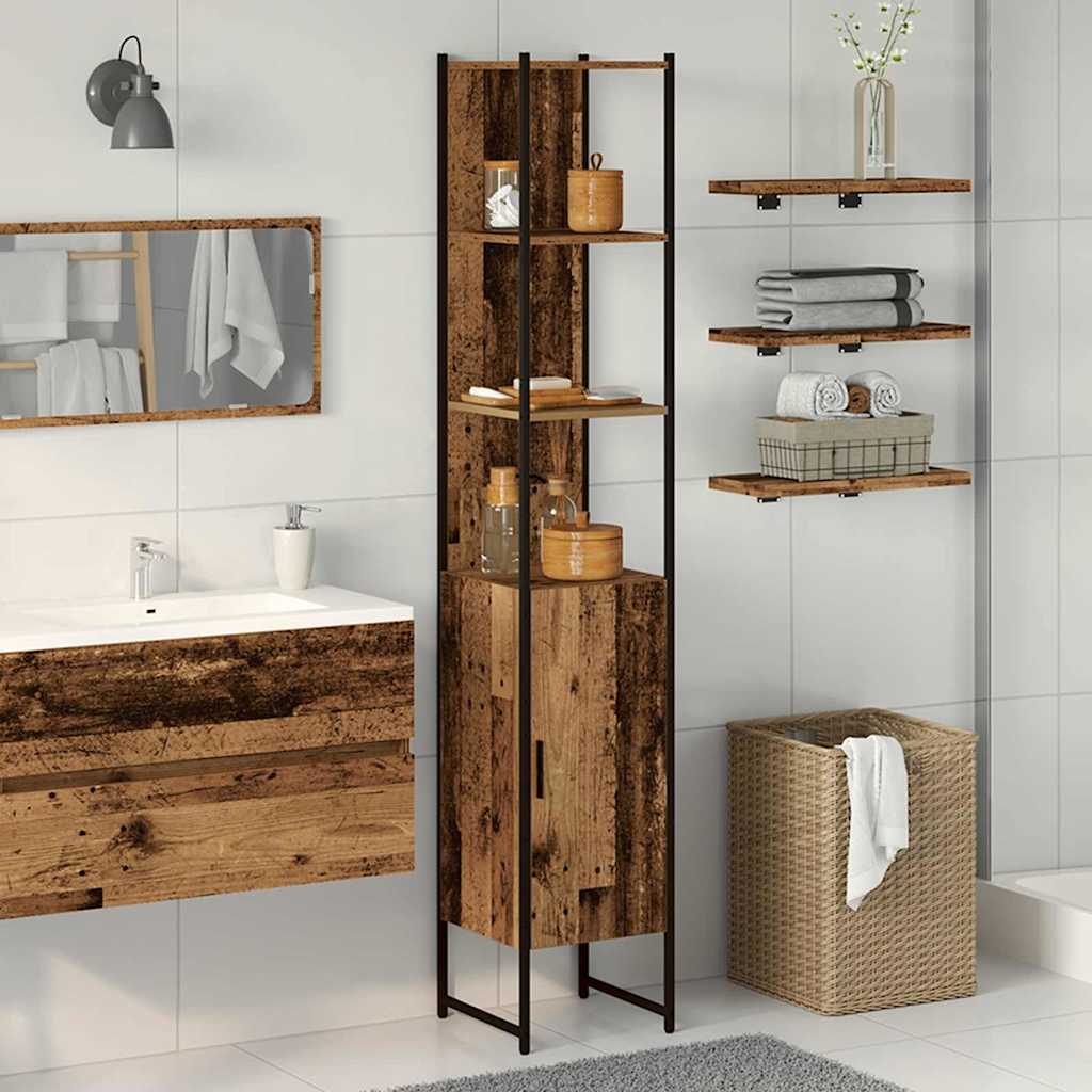 Badekabinet Gammelt Tre 33x33x185,5 cm Teknisk Tre
