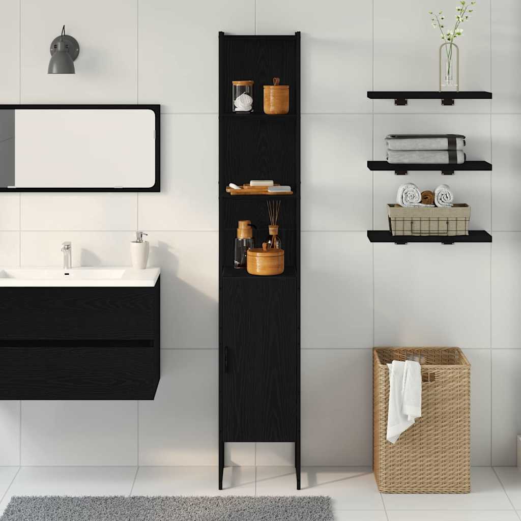 Baderomsskap Svart Eik 33x33x185,5 cm