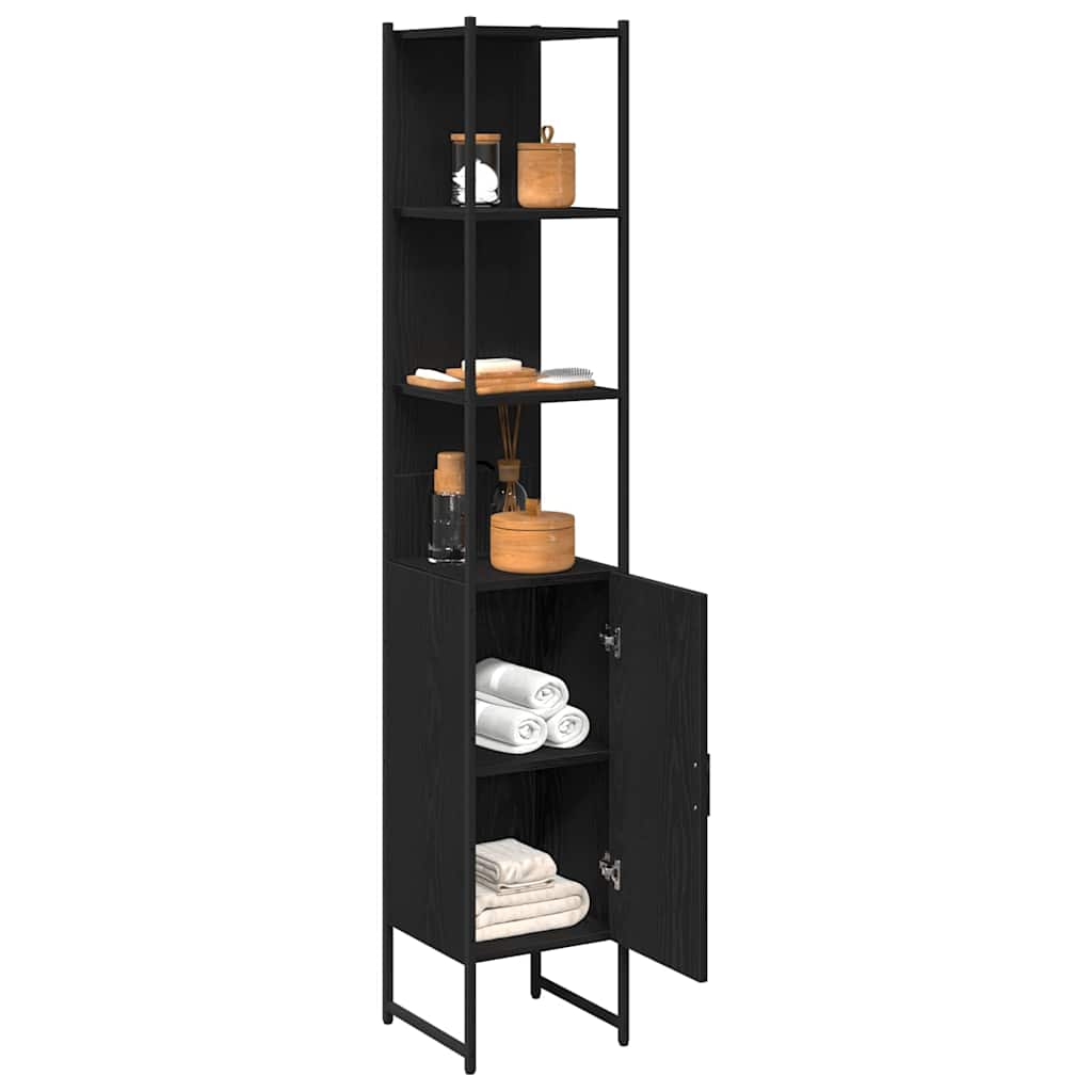 Baderomsskap Svart Eik 33x33x185,5 cm